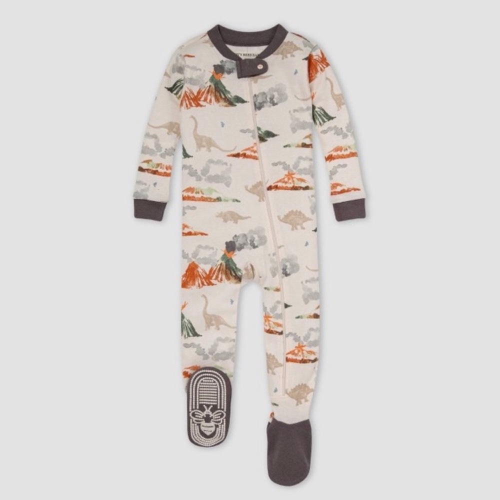 Burt’s Bees Zip up Non Slip Footed Pajama Size 6-9 months